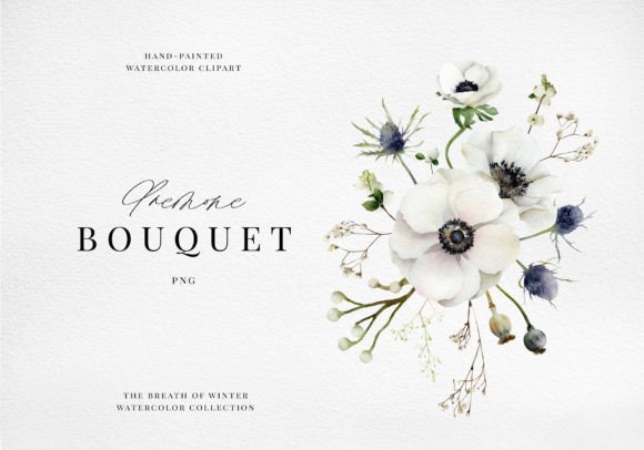 A Hand-Painted Watercolor White Purple Floral Bouquet for Your Creative Projects