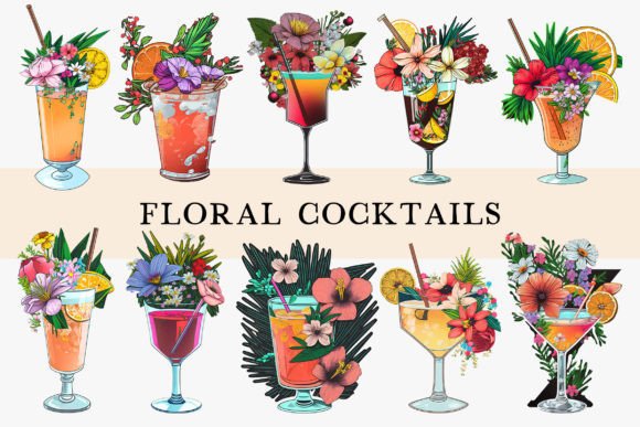 Crafting Atmosphere with Floral Cocktails Digital Elements