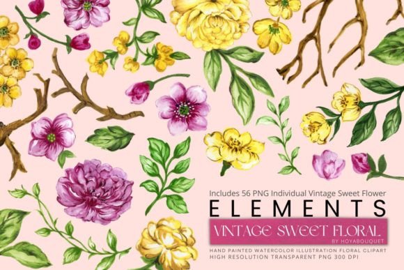 The Charm of Vintage Sweet Floral Elements