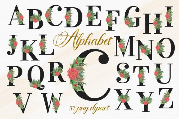 The Christmas Floral Alphabet Numbers Clipart Collection: Your Festive Creative Toolkit