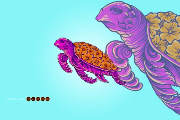Understanding Turtle Vintage Floral Ornament SVG Vector Art